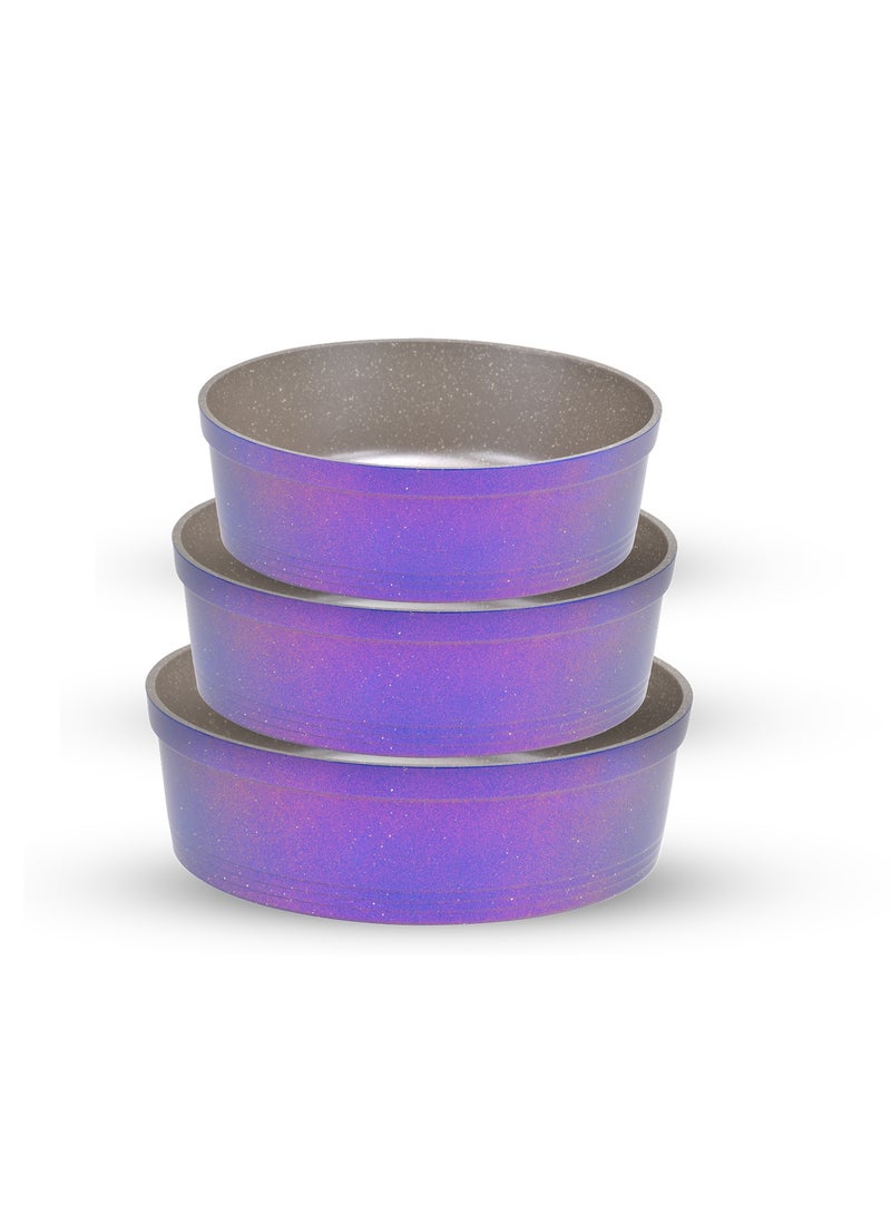 Solingen 3-piece round granite oven tray set (30/28/26 cm) - Gradient Mauve